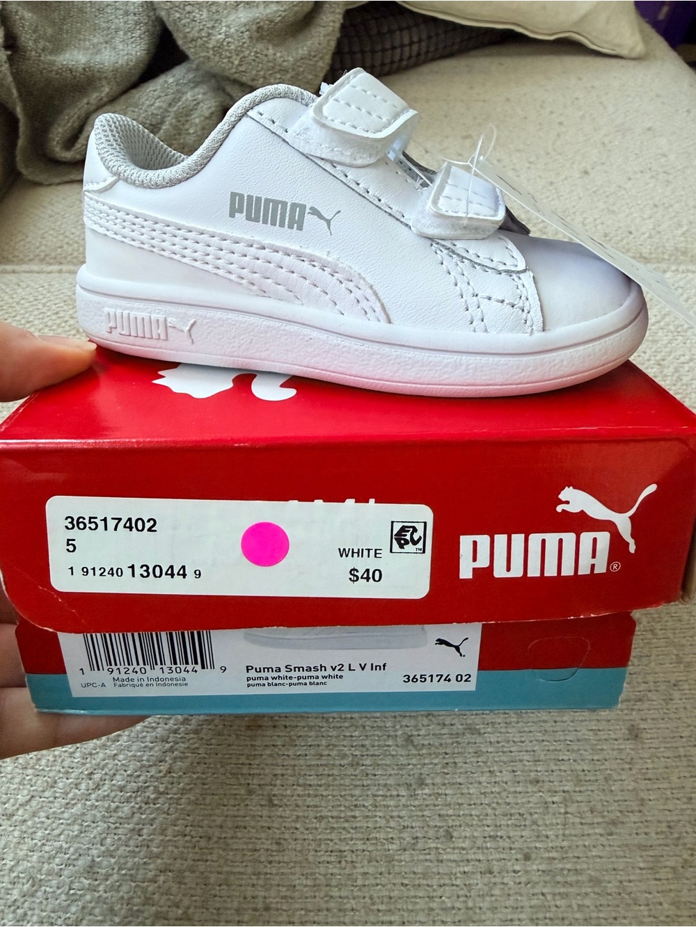 Puma White Kids Velcro Sneakers